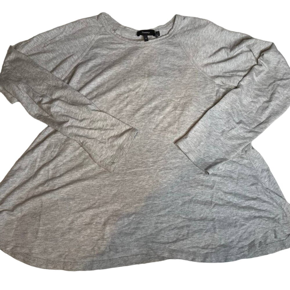 THEORY Swing Pullover Knit Modal Pima Cotton Grey Longsleeve Top‎ Medium M